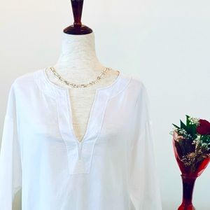 ☀️Vince Stylish 3/4 Sleeve Cotton Tunic Top, White